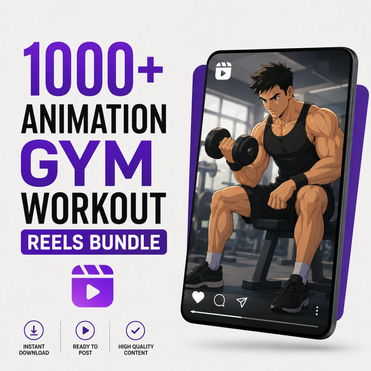 1000+ animation gym workout reels bundles