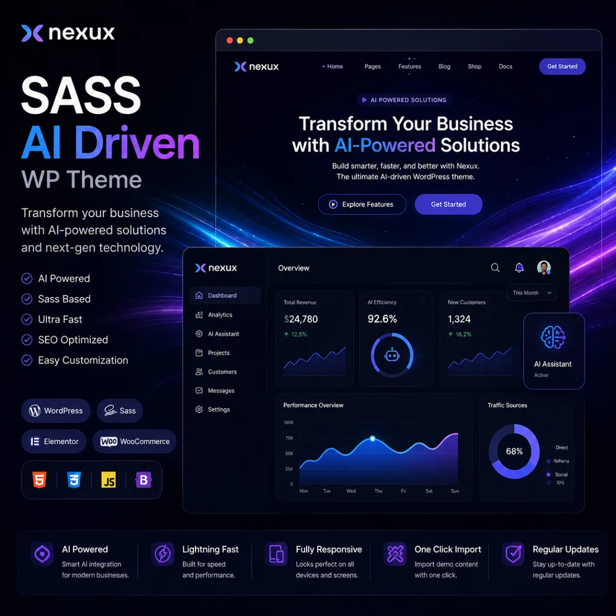 Nexux – AI Saas Landing Page WordPress Theme