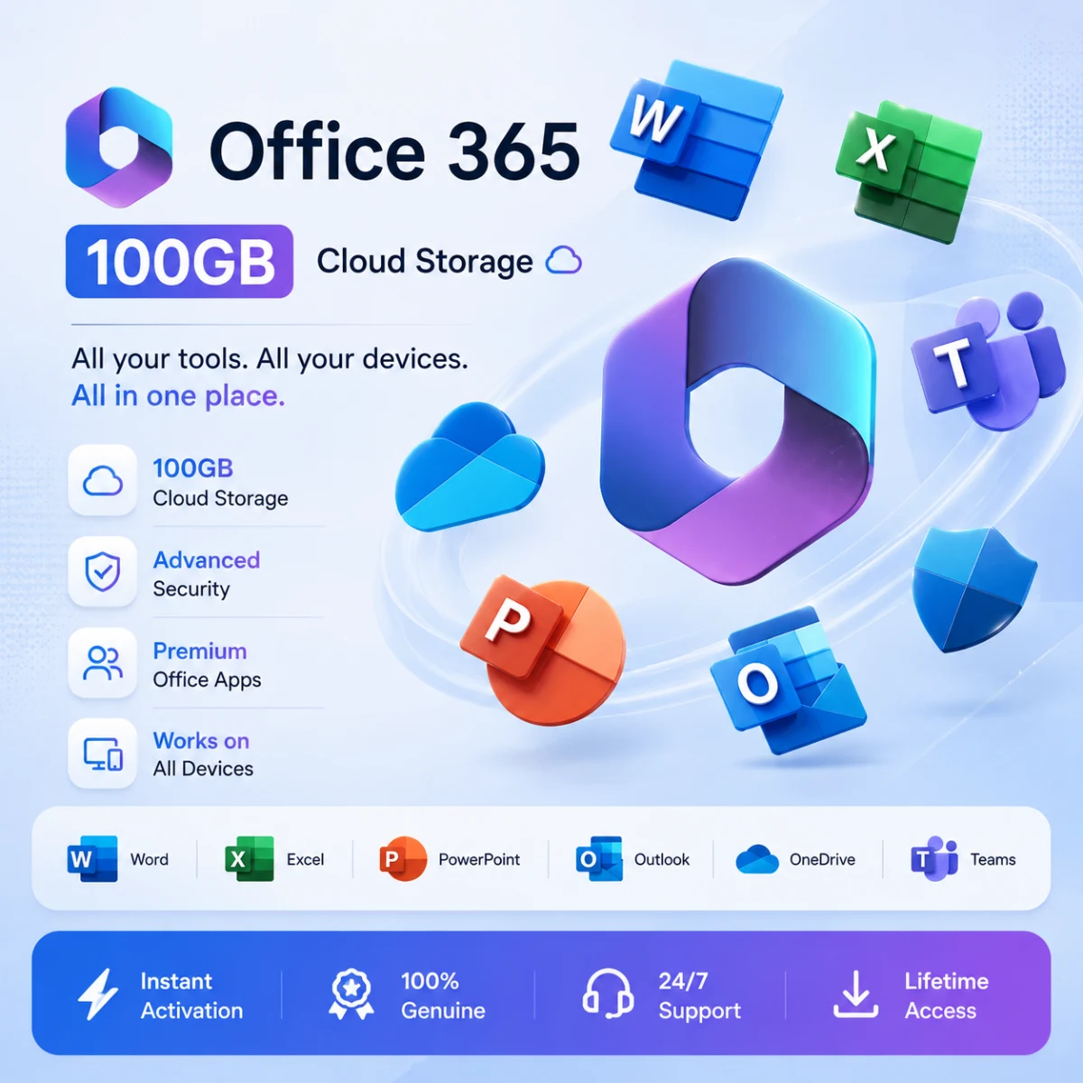 Microsoft Office 365 Pro Plus – Lifetime Access (100GB OneDrive)