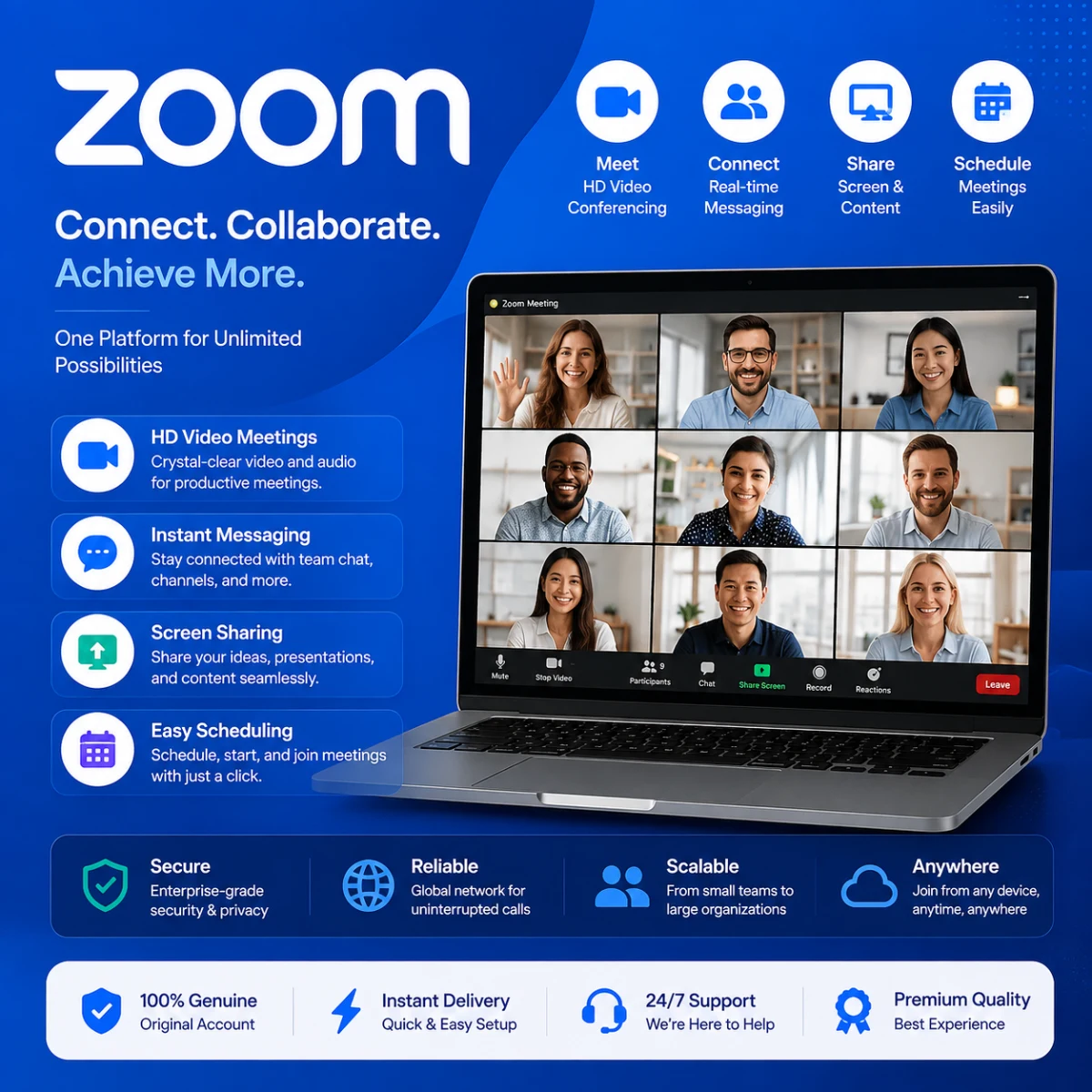 Zoom Meeting Pro – 1 Month (100 Participants)